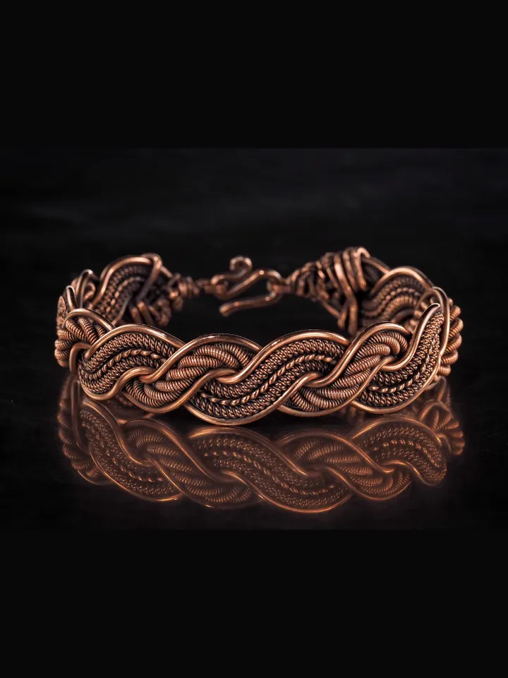 Handmade copper bracelet Unique wire wrapped metal bangle Antique style jewelry