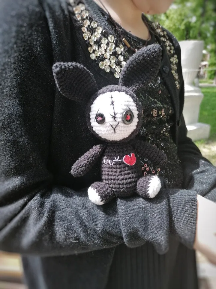 PDF Crochet small Voodoo Bunny Amigurumi Pattern button eyes, Crochet halloween Halloween Crochet Pattern Zombie pattern Monster toy pattern