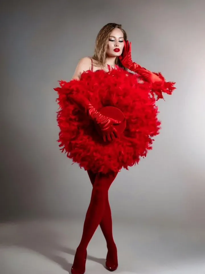 Big Hat, Hat with feathers, a photo shoot hat, a red hat, a giant hat, a burning man