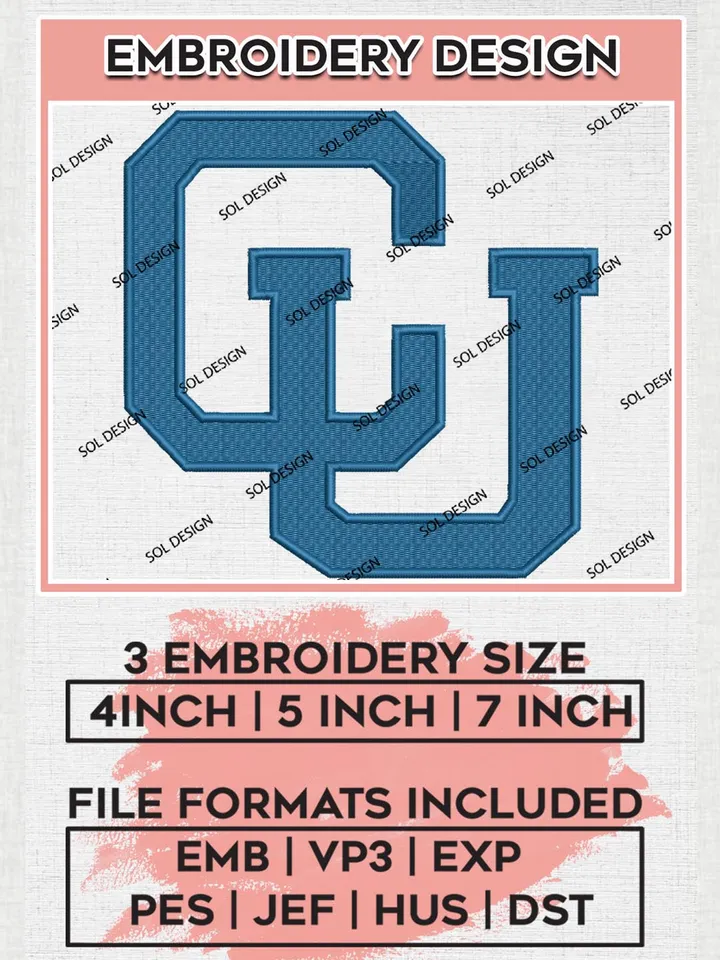 NCAA CU Lions Team Logo Embroidery Design Files, NCAA Columbia Lions Machine Embroidery, NCAA Teams, 3 sizes, NCAA Machine embroidery designs, Digital Download