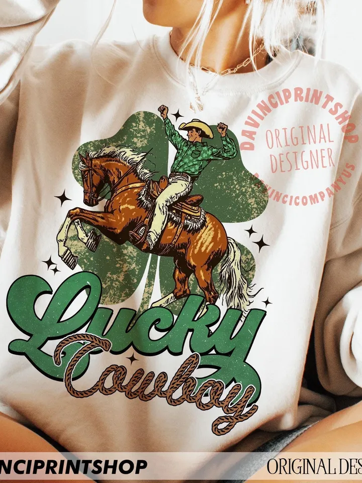 Western St Patrick’s Day png, Cowgirl Western png, Lucky Shamrock png, St Patrick’s png, Western png, Lucky Western png, Lucky png design