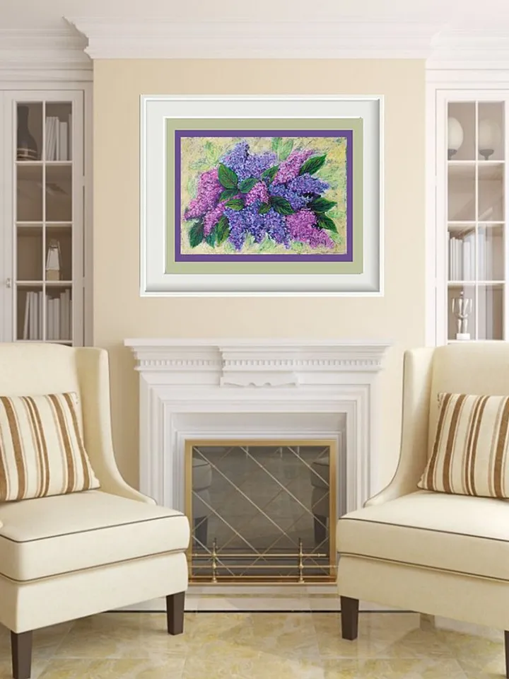 Lilac Painting Floral Original Art Flower Bouquet Wall Art Acrylic Painting