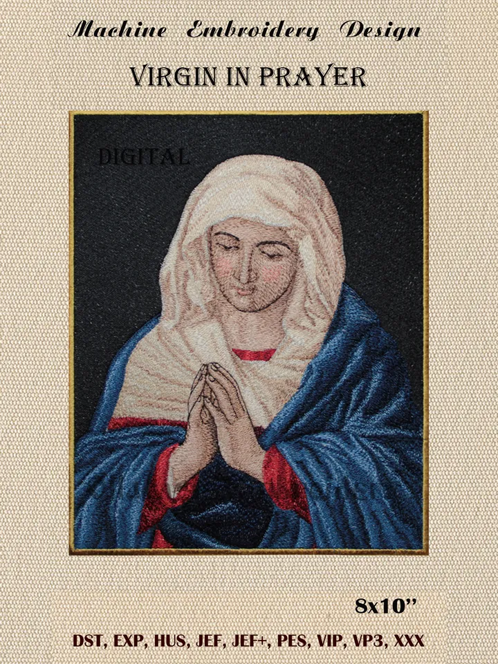 Virgin in Prayer embroidery design