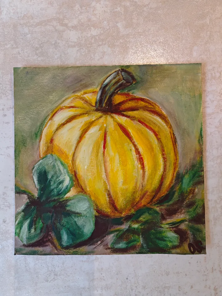 Pumpkin Original Painting Vegetable Original Art Pumpkin Modern Artwork Bright Yellow Pumpkin Oil Painting Fruits And Vegetables Wall Art Decor 8 x 8 inches by OlgaSokolovaArt