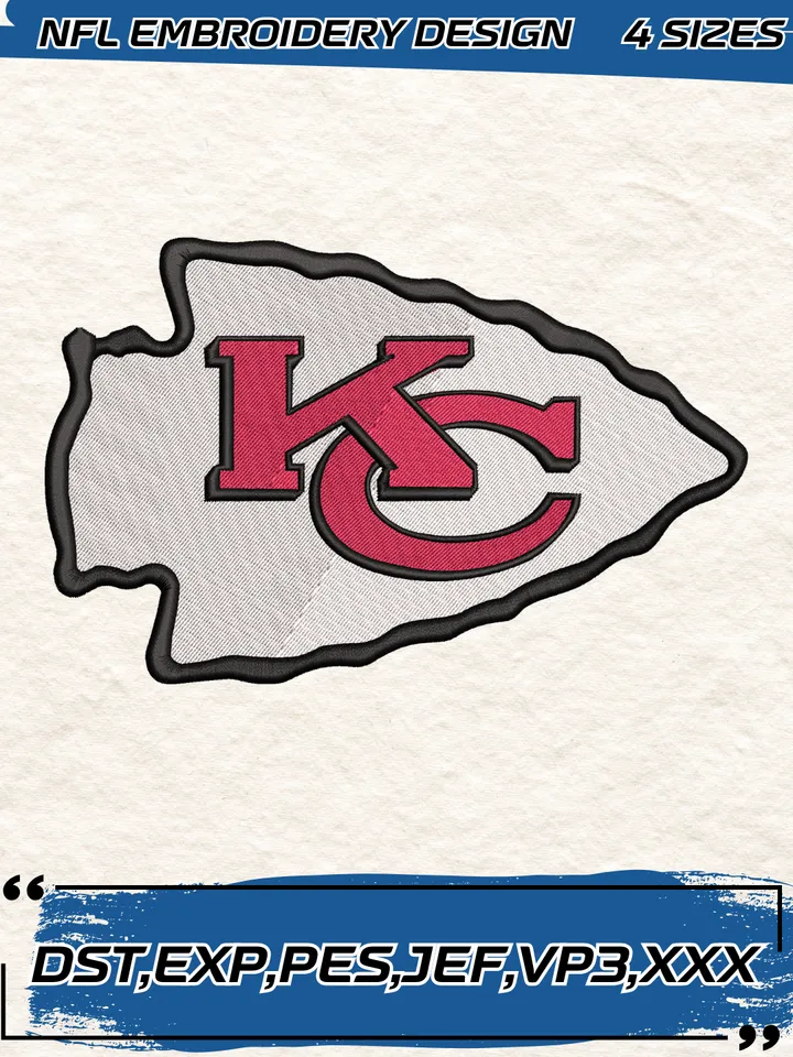 Kansas City Chiefs Logo Embroidery Design,NFL Logo Embroidery Design,Machine Embroidery Design File,4 Sizes, Digital Download