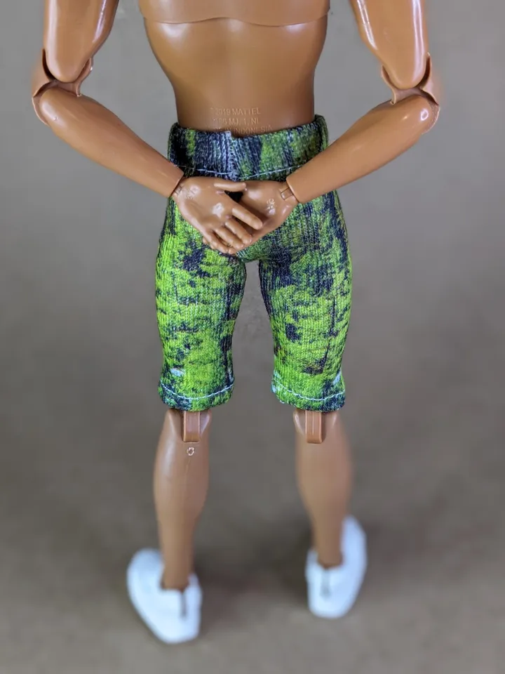 Natural printed elastic long shorts for 12-inch fashion male dolls