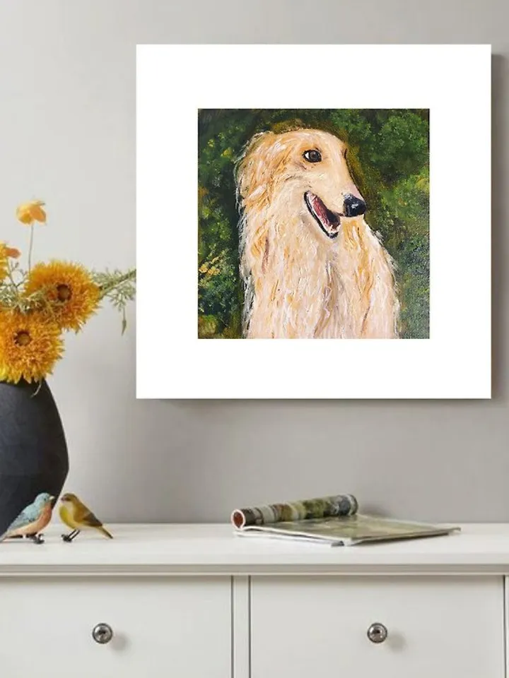 Portrait of a dog Image of a hunting dog Original Oil painting Miniature 6 x6 in
