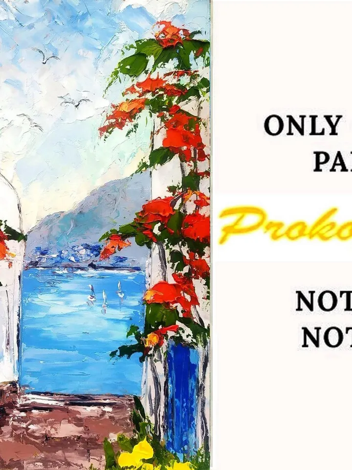 Santorini Painting Greece Original Art Impasto Oil painting 12x10 Greece Wall Art Greece Painting Greek Art Small Painting by ArtProkopaloSv
