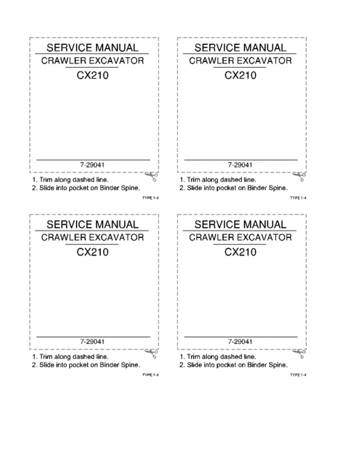 CASE CX210 CRAWLER EXCAVATOR SERVICE REPAIR SHOP MANUAL
