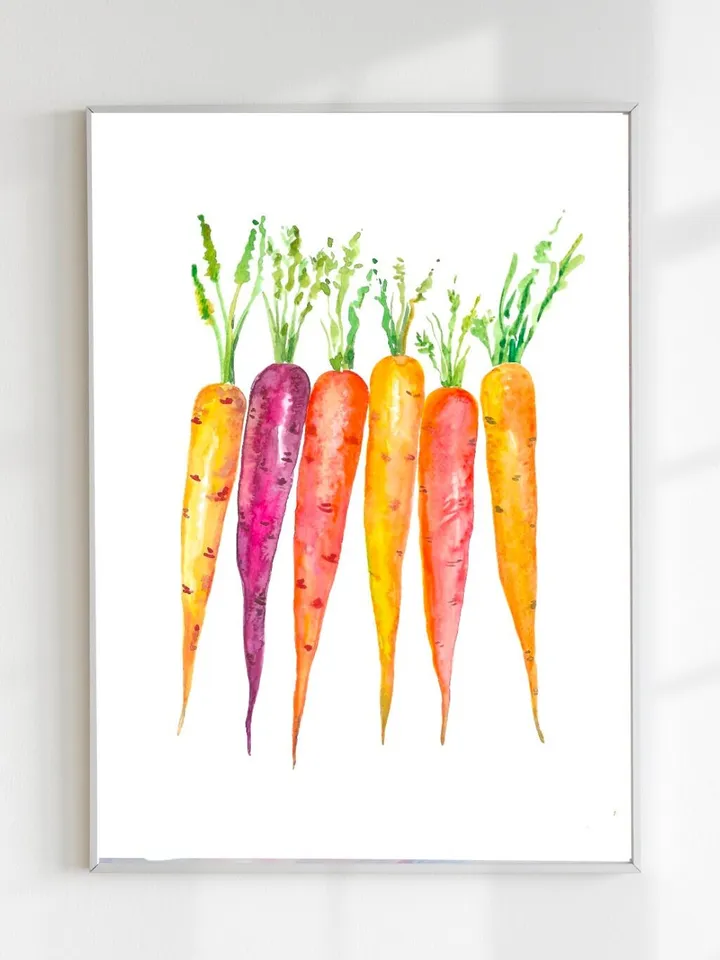 Carrot Watercolor Painting Vegetable Wall Art Food Art Print Garden Kitchen Art Print Easter Carrot Art Print Garden Fruits Prints Art Print