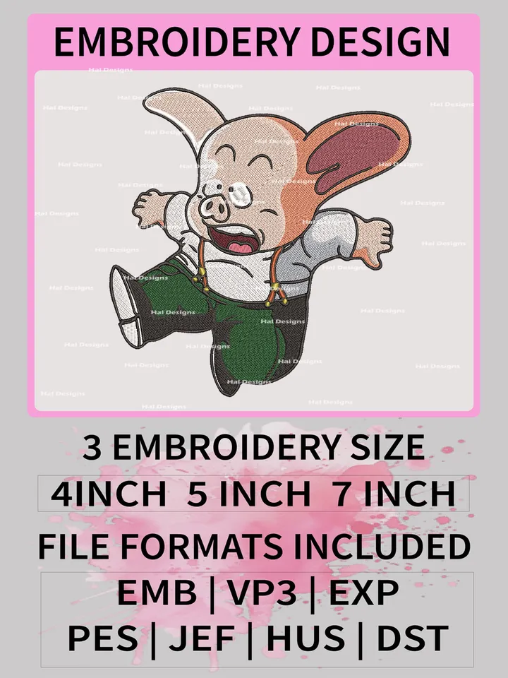 🐉 Oolong Embroidery Design – Dragon Ball Machine Embroidery File, Digital Download