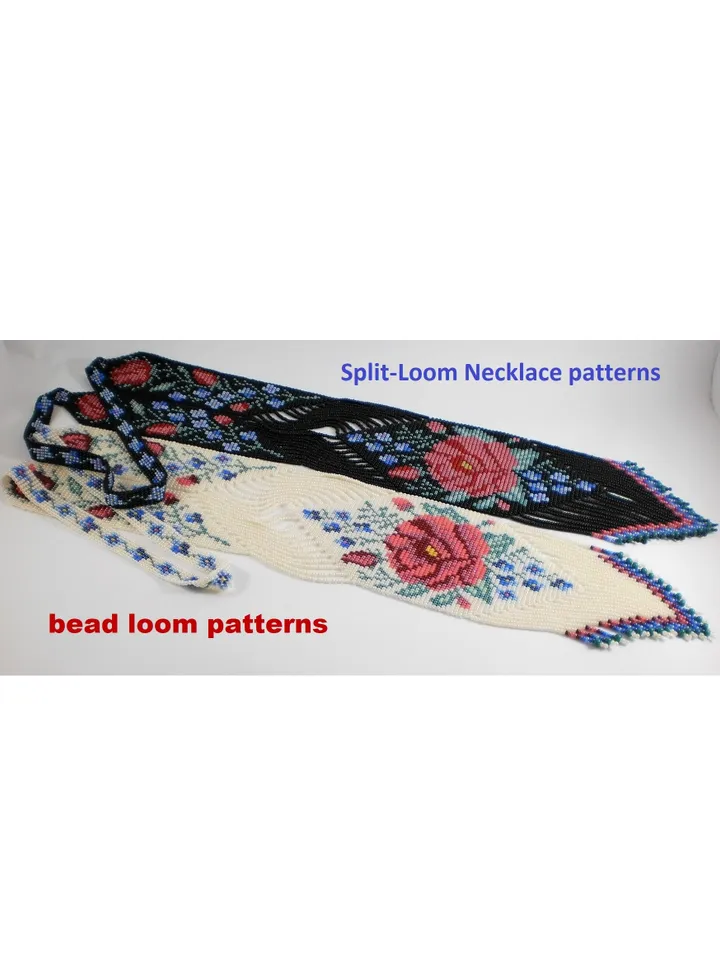 Bead loom patterns, schemes for a Gerdan-Split-Loom Necklace, Beading Loom only Pattern, Instant Download, PDF