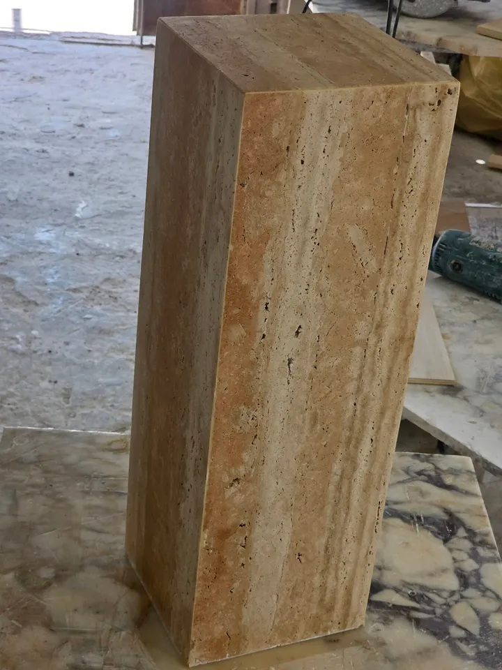 Travertine cube table,nightstand side table end table real travertine handmade and free shipping