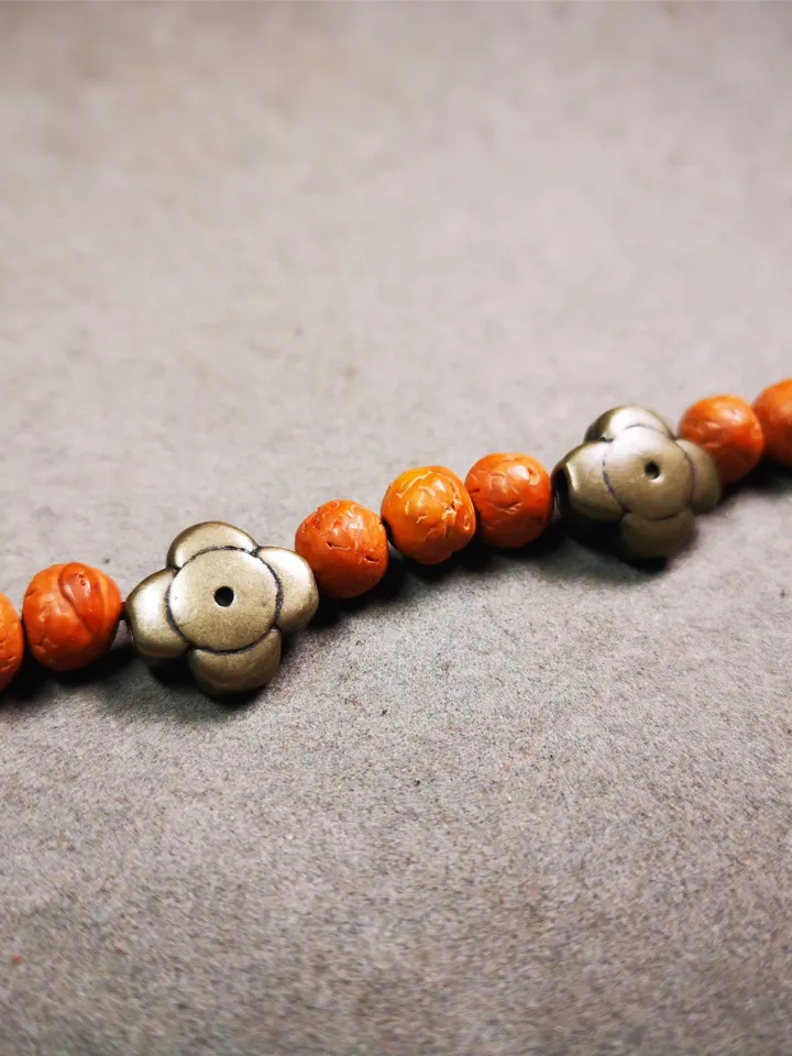 Gandhanra Handmade Tibetan Amulet Pendant,Mini Gesong Flower Bead,Marker Bead Spacer Bead for Prayer Bead,Mala Accessories,0.6" × 0.2"