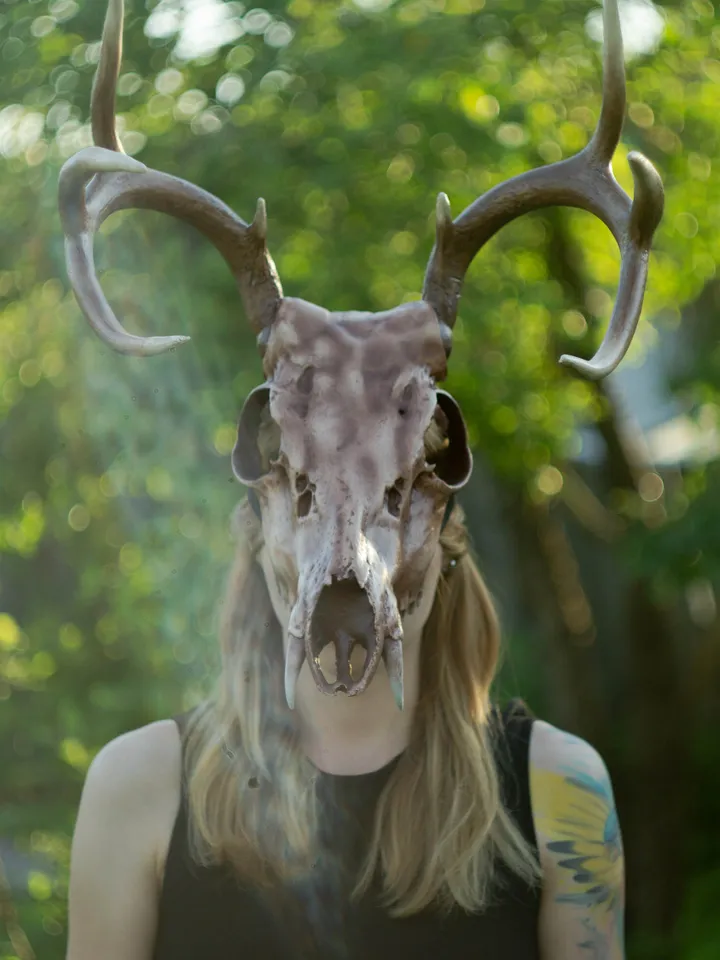 Deer Skull Mask, Antler Mask, Realistic Skull Mask, tribal headpiece, Headpiece skull, ritual mask, pagan headdress, skull costume mask