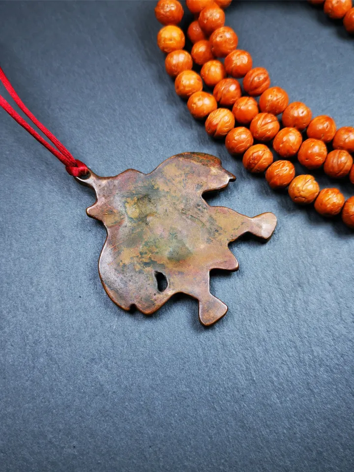 Gandhanra Antique Tibetan Buddhist Amulet,Garuda,Garula,Suparna,Golden-winged Bird Pendant,Made of Red Copper,2.16"