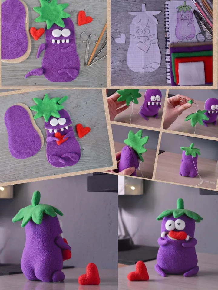 Vegetable Plush Toy Set β 5 PDF Patterns. Fleece Softies