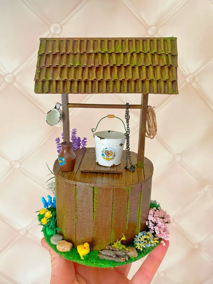 Well for the doll garden. Doll accessories. Dollhouse miniature. 1:12. Doll garden.