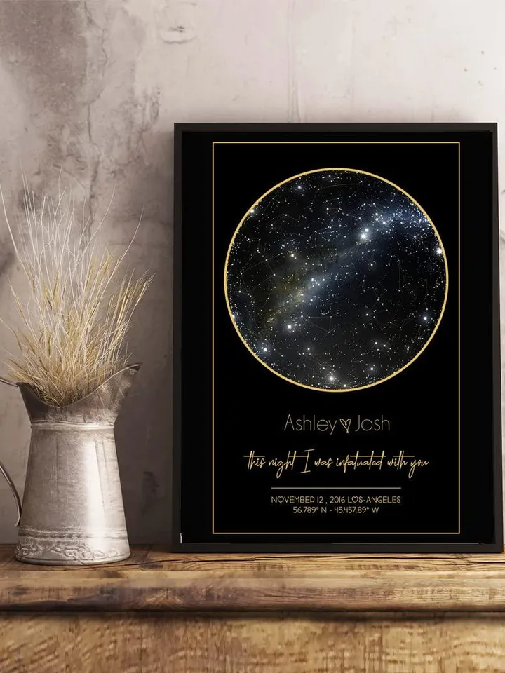 Personalized Star Map Print Custom Constellation Poster Chart Night sky Wall Art Special Occasion Gift Wedding Anniversary 8ts