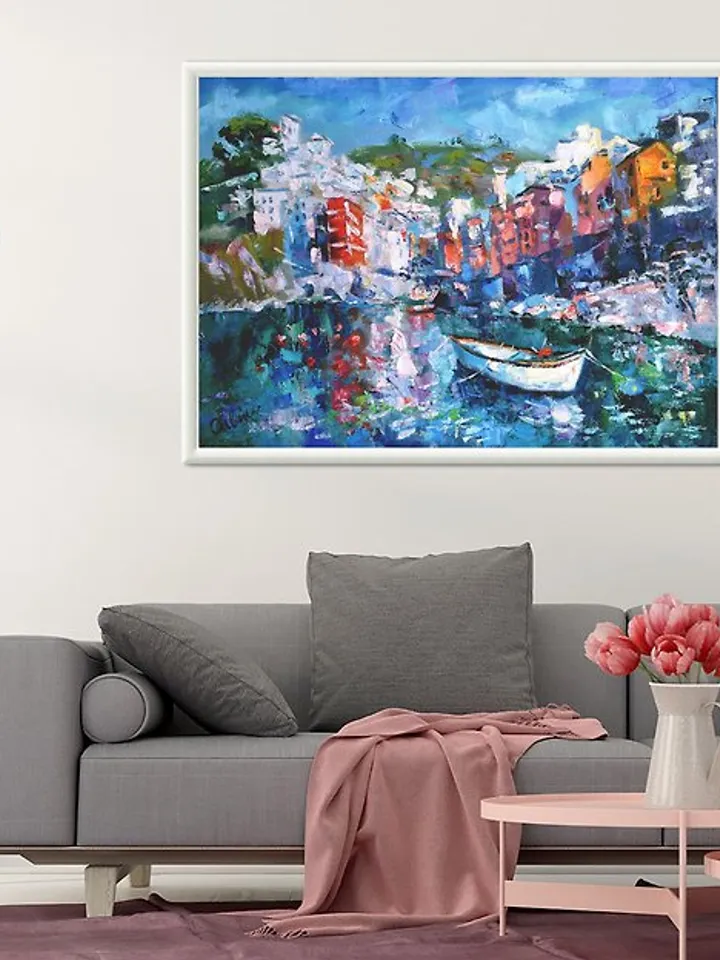 Italy Painting Landscape Original Artwork Riomaggiore Impressionism