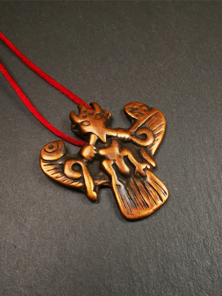Gandhanra Antique Tibetan Buddhist Amulet Pendant - Garuda - The Golden-Winged Bird, Crafted from Brass,Size 1.57" * 1.57"