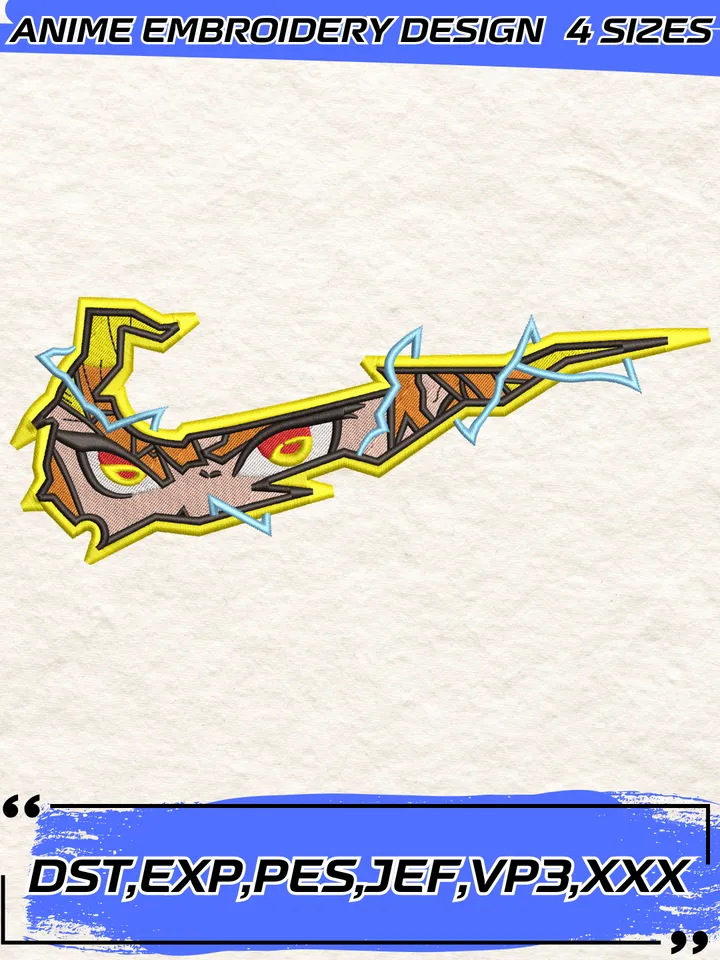 Agatsuma Zenitsu Embroidery Design,Anime Demon Slayer Embroidery Design,4 Sizes,Instant Download