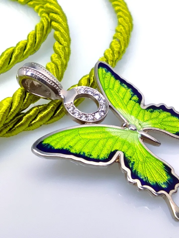 Pendant colored butterfly - hot enamel