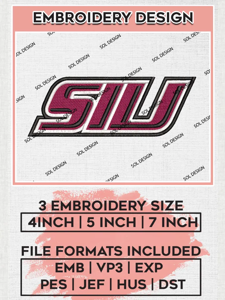 SIU Salukis NCAA College Football Team Logo embroidery designs, NCAA Southern Illinois Salukis Logo Machine embroidery files, NCAA Team Logo embroidery designs, NCAA Game Day Machine embroidery designs, Digital Download