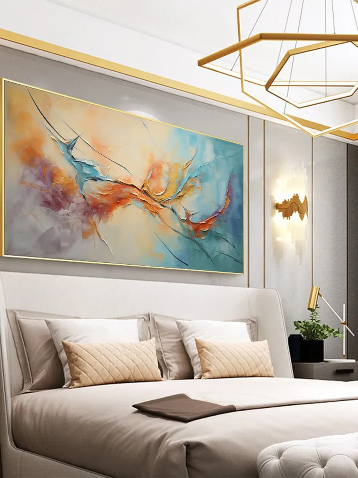 Original Framed Colorful Oil Painting On Canvas, Large Wall Art, Abstract Flowers Painting, Custom Painting, Living room Wall Art Home Decor