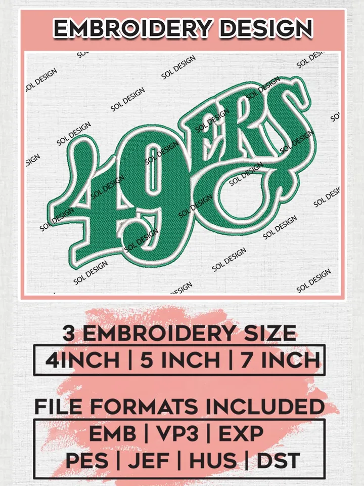 NCAA 49ers Logo Machine Embroidery Files, NCAA Charlotte 49ers Team Embroidery, NCAA Charlotte, 3 sizes, Machine embroidery designs, Digital Download