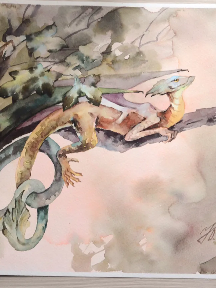 Original fantasy art Dragon painting Guardian of the Silver Poplar by Yulia Evsyukova