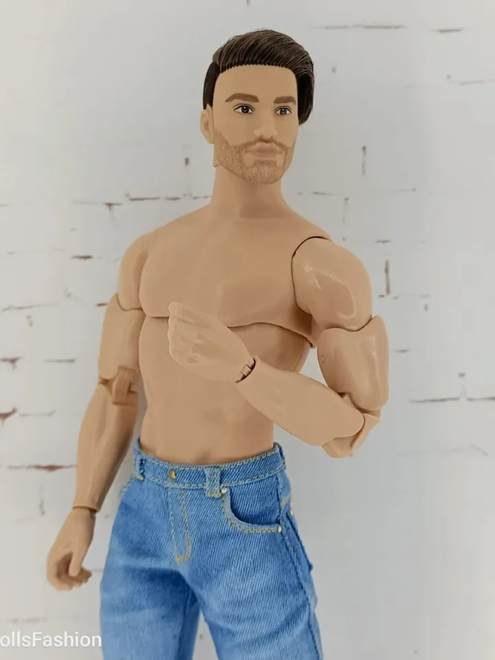 Light blue jeans for Ken with an athletic body type