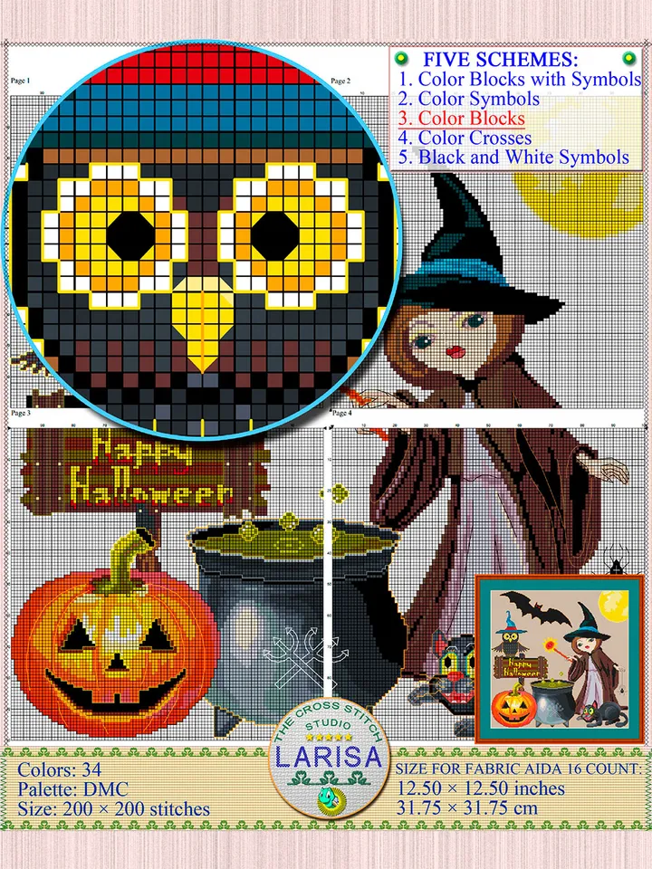 Happy Halloween Cross Stitch Pattern | Halloween Collage