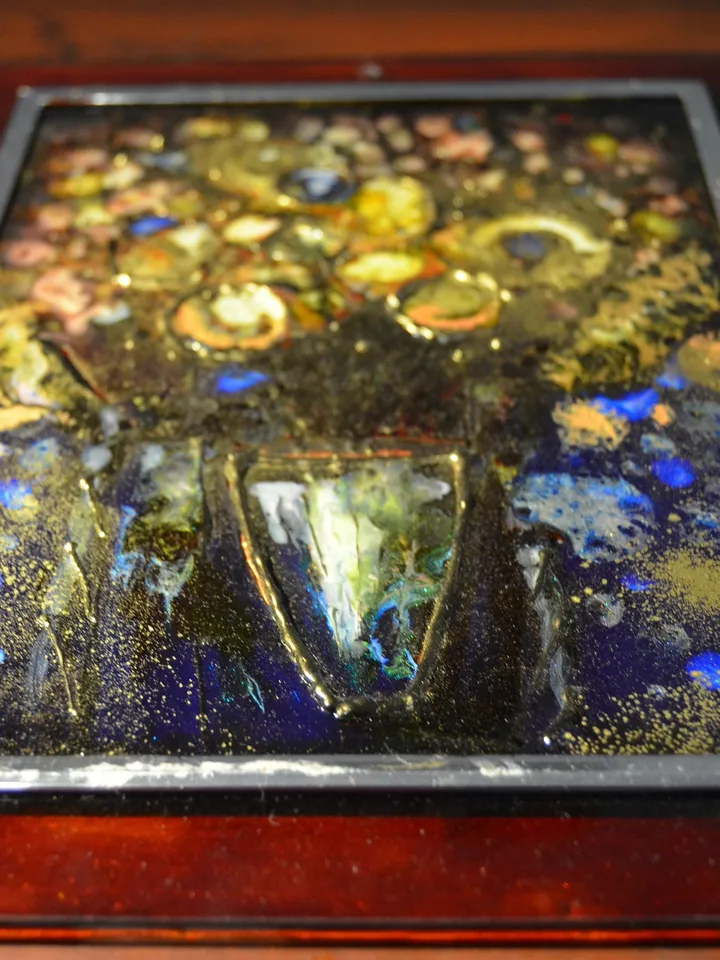 Flowers in a vase suncatcher, flowers painting on glass ,fantasy glass painting, double side painted glass panel, unique gift, home decor