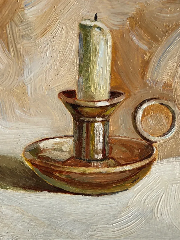 Candlestick modern original oil painting wall art painting 6 x 6 inches