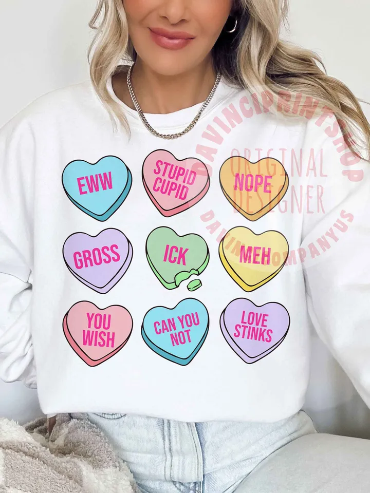 Valentines Conversation Hearts PNG, Anti Valentines png, Valentines png, Valentines Sublimation, Candy Hearts png, Sublimation Designs, png