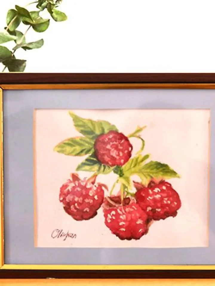 Raspberry Painting Fruit Watercolor Art Eat Artwork Kitchen Art