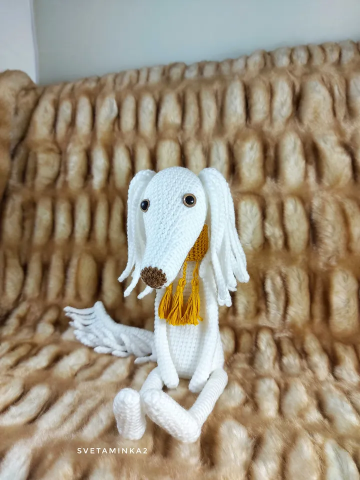 Saluki Crochet Dog Pattern Amigurumi Persian Greyhound Arabian Hound. Digital Download. PDF.