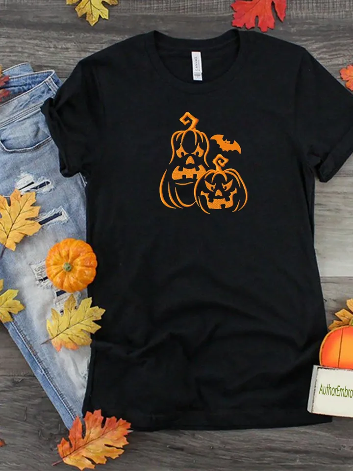 Halloween pumpkin machine embroidery pattern 5 size Halloween embroidery design, Spooky pumpkin embroidery pes instant download #R37