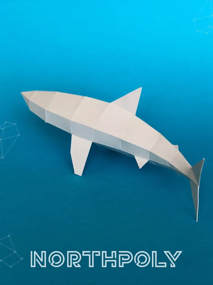 Shark Papercraft, Fish, Digital Template, PDF Download, Gurko, 3D Low Poly, Pepakura, DIY Origami Sculpture, Paper Decor, DIY Gift