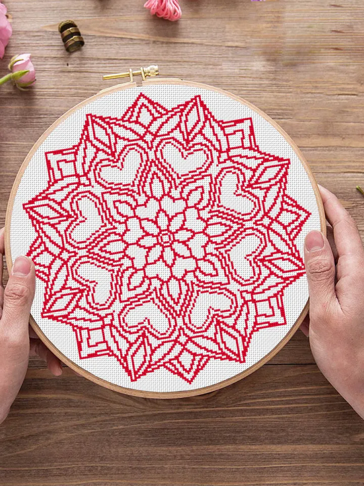 Mandala cross stitch pattern download PDF Flower mandala digital PDF Monochrome cross stitch chart Modern quick cross stitch counted #M141