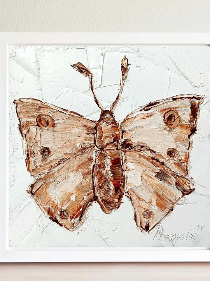 Butterfly Painting Moth Original Art Insect Oil Painting Bug Artwork Home Wall Art Decor for Home Bug Collection by ArtProkopaloSv