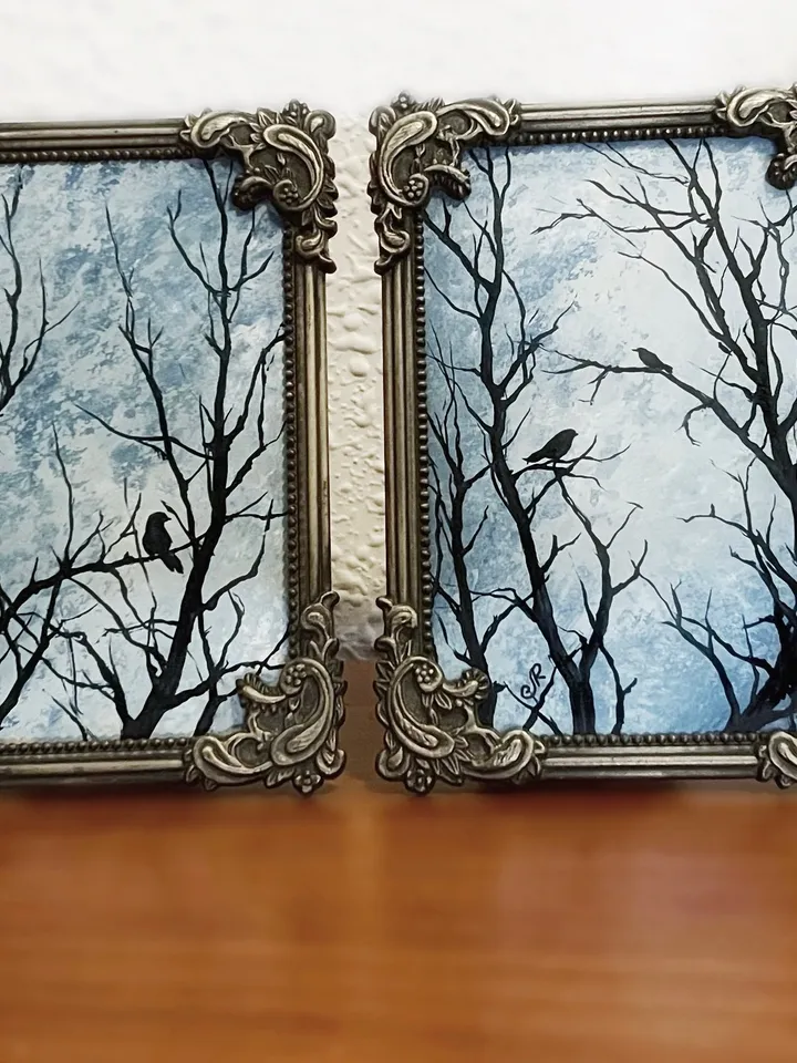 Mystic Oil Painting Framed Antique Metal Frame
