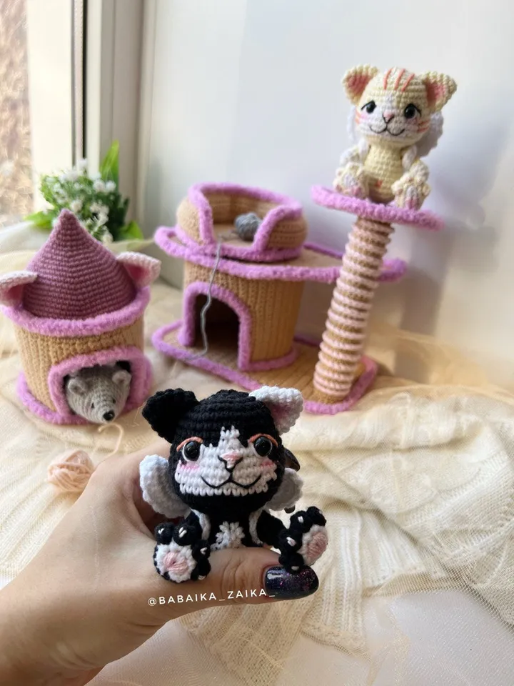 PDF Crochet Pattern Сat Paradise Amigurumi cat pattern, Crochet Mouse, Cute cat, Amigurumi animal, Crochet animal, Amigurumi House Pattern