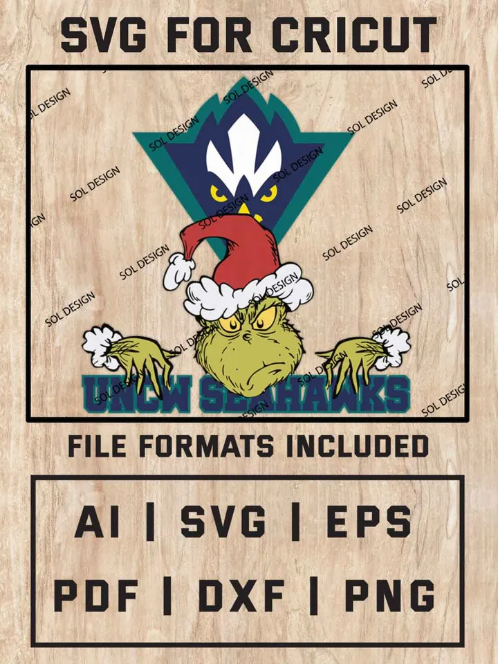 Grinch UNC Wilmington Seahawks SVG, NCAA SVG Design, NCAA UNC Wilmington Seahawks SVG, NCAA Seahawks Cricut, Christmas Svg, Grinch svg, Digital Download