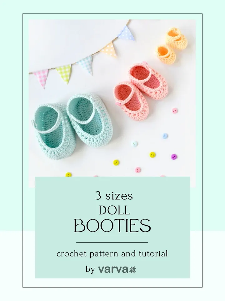DIY Crochet booties for Waldorf dolls. 3 sizes. PDF crochet patterns and tutorials.