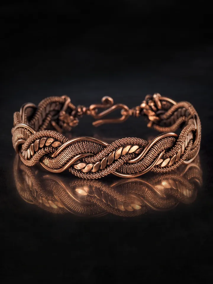 Woven copper wire bracelet Antique style handcrafted copper jewelry Unique gift