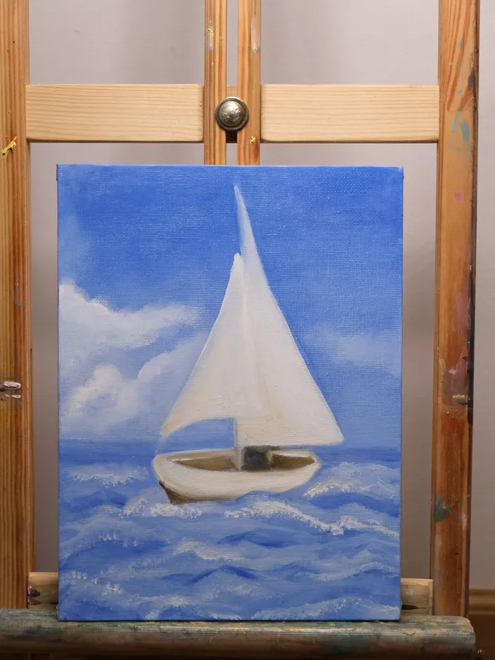 Oil Painting Sailboat Seascape Yacht Travel 9x7 Inches 24 x 1 Canvas On Cardboard Impressionism Brand New Wall Decor Occasion Gift