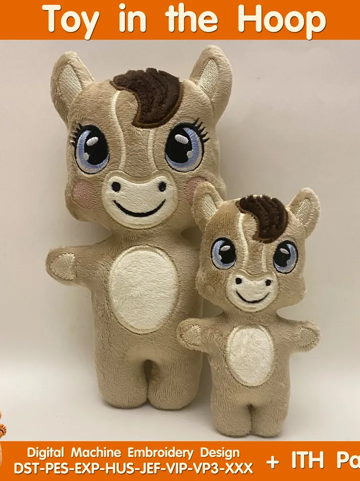 ITH Cute Horse toy soft stuffed in the Hoop Digital Design for Machine Embroidery