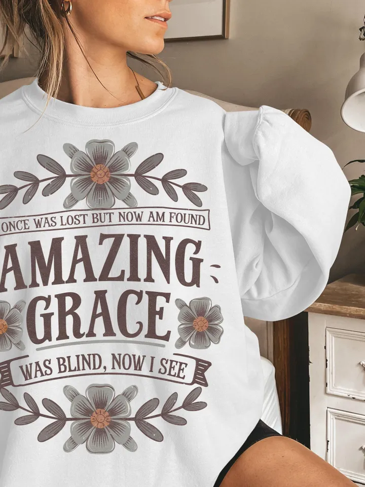 Amazing Grace PNG Christian PNG Sublimation Design Jesus PNG Faith Shirt Clipart Christian Easter Hymn Floral Art Wild Flowers Minimalist